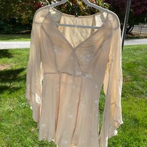 Free People embroidered mini dress. Size 6